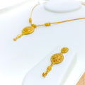 Intricate Floral Dome 22k Gold Necklace Set 