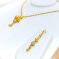 Delicate Chandelier 22k Gold CZ Necklace Set