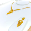 Ornamental Dangling Chain 22k Gold Necklace Set