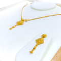 Beveled Light-weight 22k Gold Necklace Set 