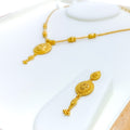 Graceful Floral Dome 22k Gold Necklace Set 