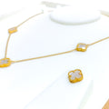 Majestic Beautiful 21k Gold Clover Necklace Set 