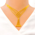 Dressy Chequered Chain 22K Gold Necklace Set 