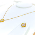 Elegant Hanging 21k Gold Clover Necklace 