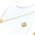 Delicate Dressy 21k Gold Clover Necklace Set 