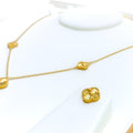 Dazzling Decorative 21k Gold Clover Necklace Set 