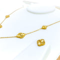 Refined Reflective 21k Gold Clover Necklace Set