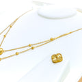 Posh Palatial Two Chain 21k Gold Necklace Set 