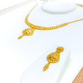 Striped Feathered 22k Gold Necklace Set