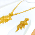 Festive Floral Fanned 22k Gold Necklace Set 