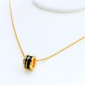 Iridescent Black Enameled 21k Gold Necklace 