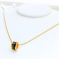 Iridescent Black Enameled 21k Gold Necklace 