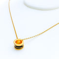 Iridescent Black Enameled 21k Gold Necklace 