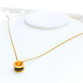 Iridescent Black Enameled 21k Gold Necklace 