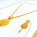 Elevated 22k Gold Dotted Drop Necklace Set 