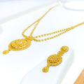 Shimmering Dangling Chand 22k Gold Necklace Set 