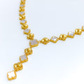 Stately Alternating 21k Gold Clover Necklace 