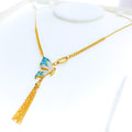 Fancy Fashionable 21k Gold Butterfly Necklace 