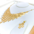 Impressive Extravagant Floral 21K Gold Necklace Set 