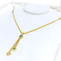 Trendy Twin Flower 21k Gold Necklace 