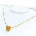 Striped Dynamic Barrel 21k Gold CZ Necklace 