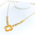 Decorative Dazzling 21k Gold Floral CZ Necklace 