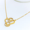 Unique Infinite Heart 21k Gold CZ Necklace 