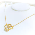 Unique Infinite Heart 21k Gold CZ Necklace 