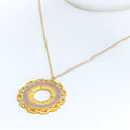 Graceful Fine Floral 21k Gold CZ Necklace 