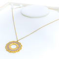 Graceful Fine Floral 21k Gold CZ Necklace 