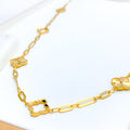 Luminous Paper Clip 21k Gold Long Clover Necklace 