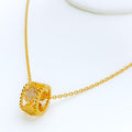 Dazzling Elegant Floral 21k Gold CZ Necklace 