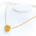 Dazzling Elegant Floral 21k Gold CZ Necklace 