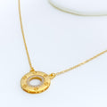 Trendy Twinkling Halo 21k Gold CZ Necklace 
