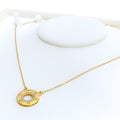 Trendy Twinkling Halo 21k Gold CZ Necklace 
