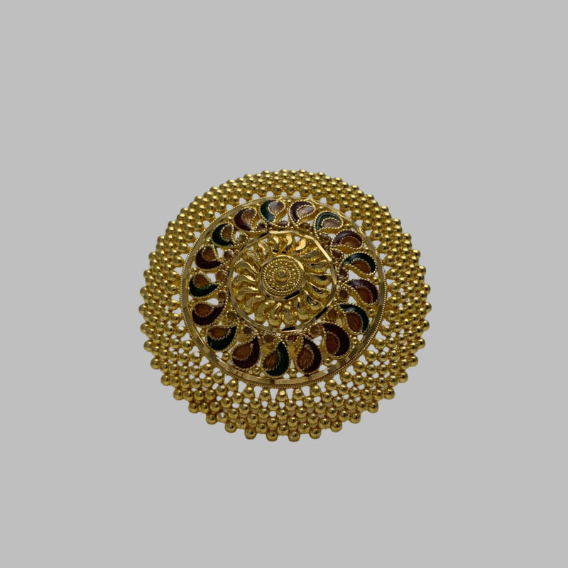 Vibrant Beaded Meenakari 22k Gold Statement Ring