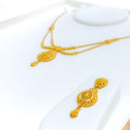 Distinct Beaded Chain 22k Gold Festive Necklace Set 