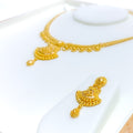 Regal Sophisticated 22k Gold Fanned Necklace Set