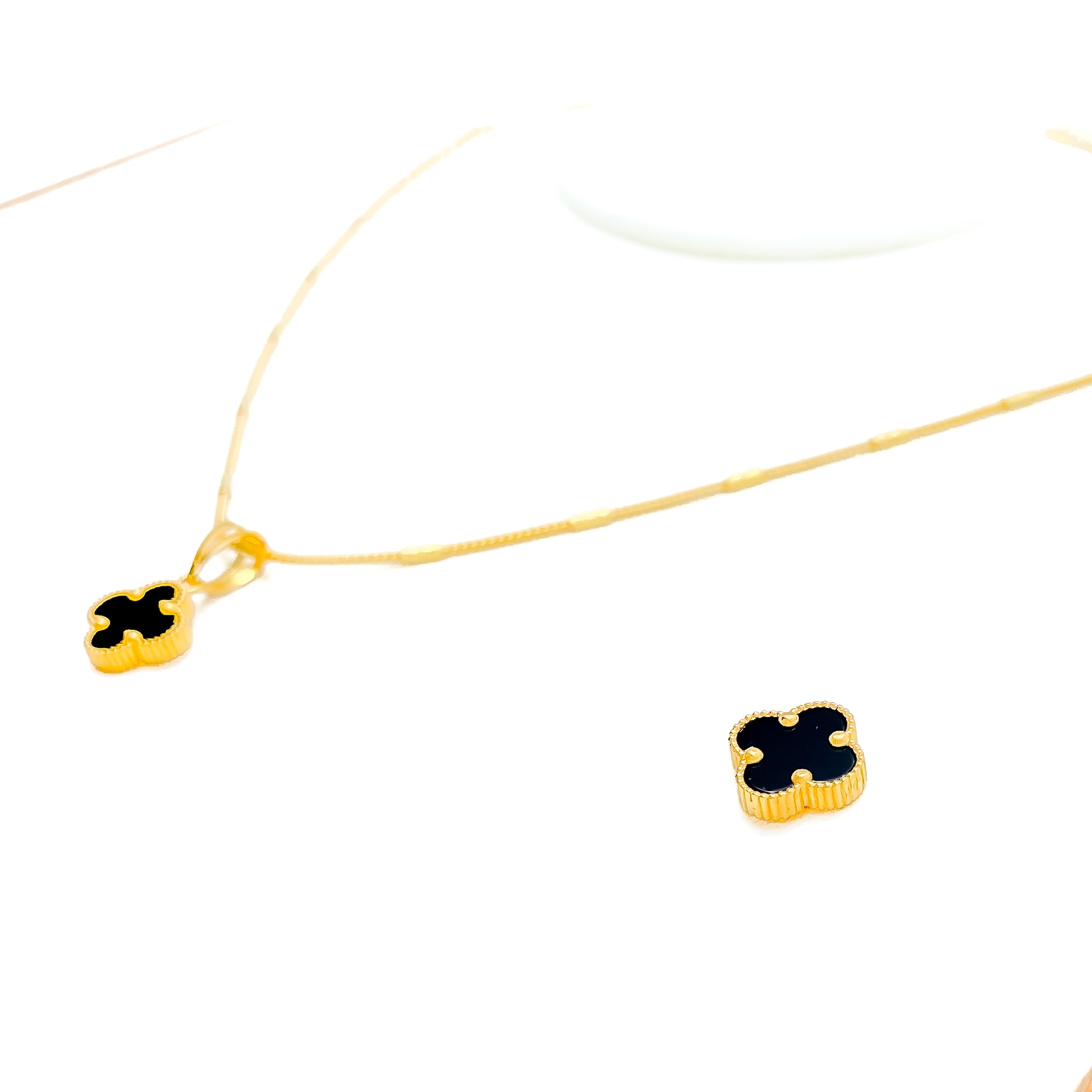 21K Gold Black Clover Necklace