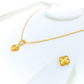 Radiant 21K Gold Clover Leaf Necklace Set