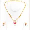 Distinct Dressy Drop 22k Gold CZ Necklace Set