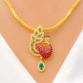 Majestic Peacock 22k Gold CZ Necklace Set 