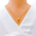 Unique Dangling Orb Ball 22K Gold Necklace 