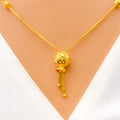 Unique Dangling Orb Ball 22K Gold Necklace 