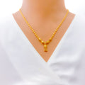 Sparkling Elongated Orb 22K Gold Necklace