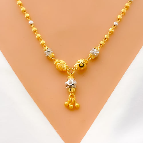 Elegant Sparkling Two-Tone 22K Gold Necklace