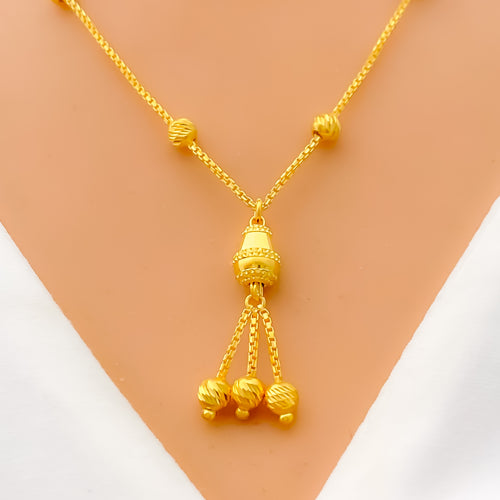 Modern Drop Orb 22K Gold Necklace