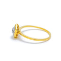Trendy Hexagon 18k Gold + Diamond Ring 