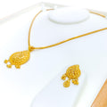 Flawless Tasseled Paisley 22k Gold Pendant Set 
