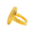 Reflective Mesh Oval 21K Gold Coin Ring 